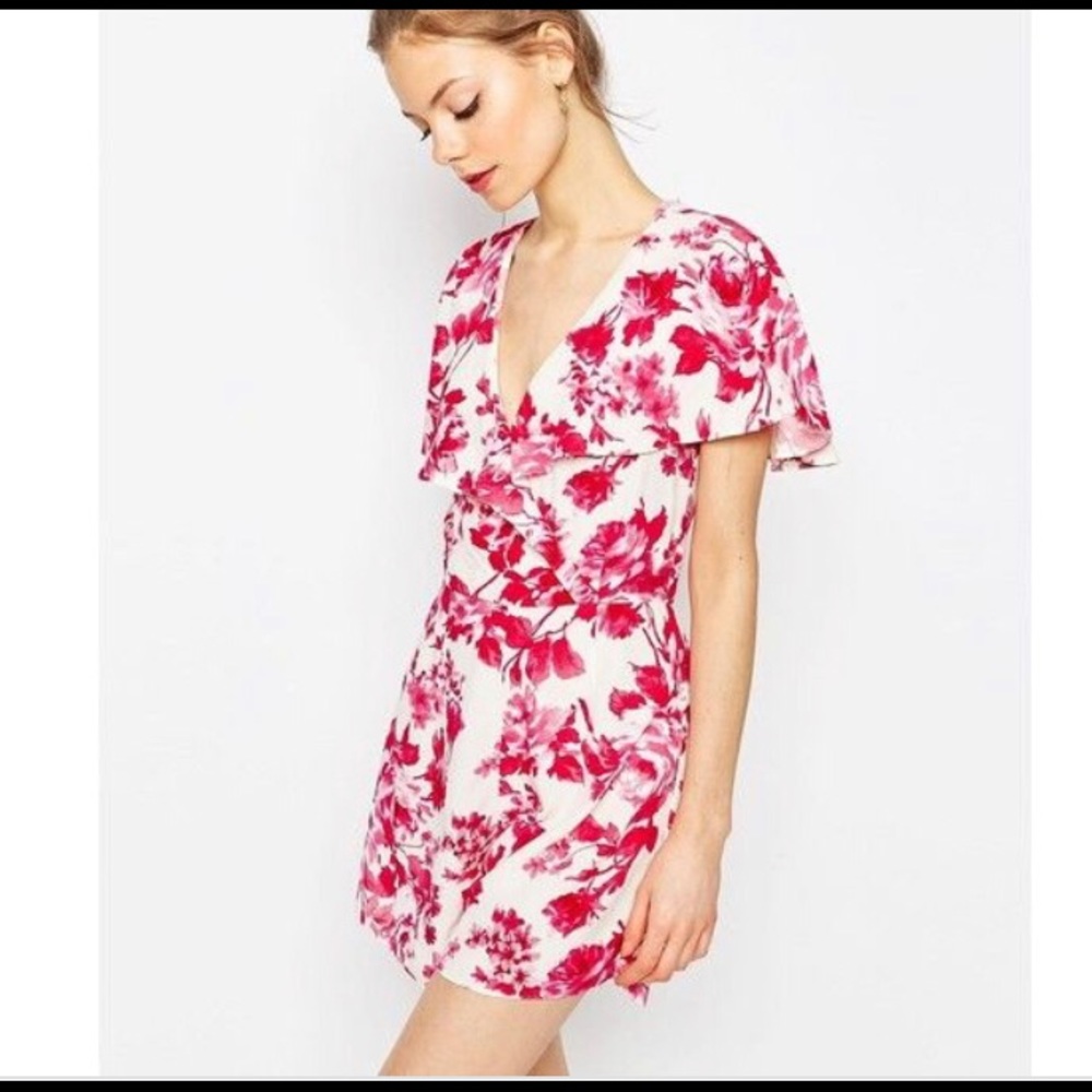 ASOS Ruffle Wrap Romper in Floral